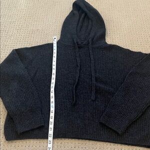 Quince cashmere charcoal gray Hooded ribbed Sweater